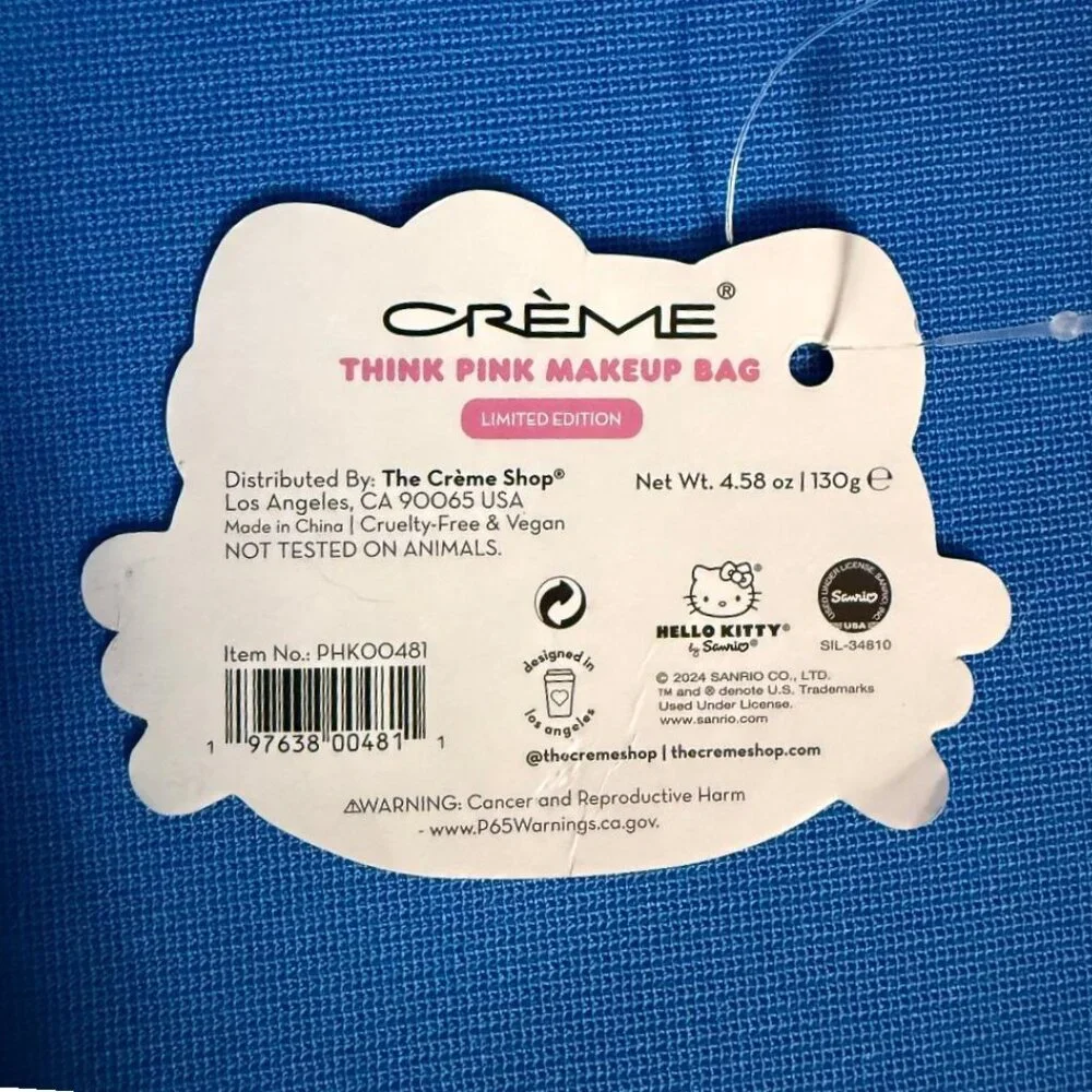 NEW / NWT HELLO KITTY LIMITED EDITION THINK PINK COSMETIC BAG / MAKEUP POUCH